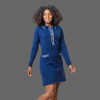 Tipped Button Front Sweater Dress