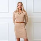 Wide Collar Belted Organic Sweater Dress