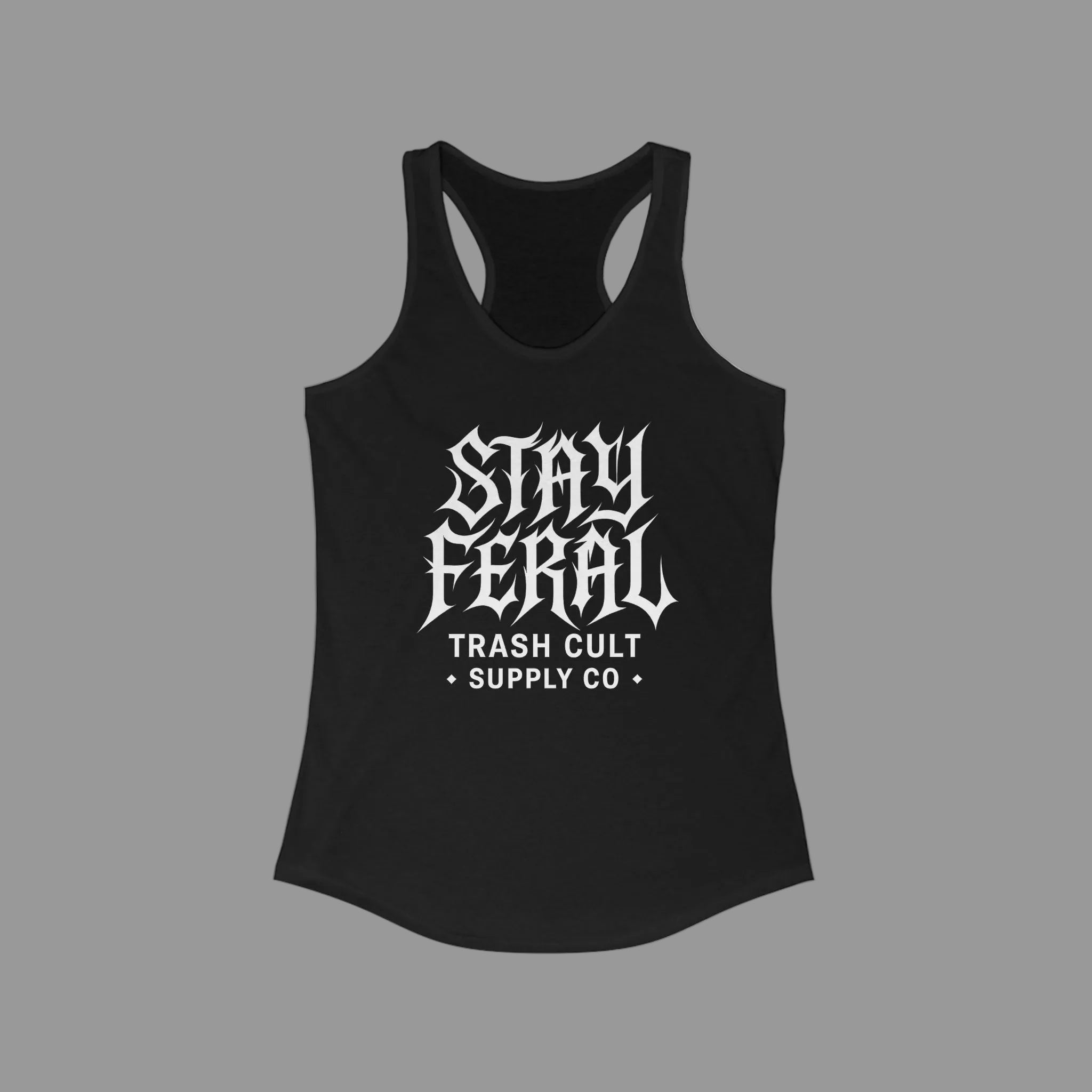 Stay Feral Women's Racerback Tank - Boho Gym Top, Sporty Workout Wear, Summer Essential, Eco-Friendly Activewear, Gift for Nature Lovers