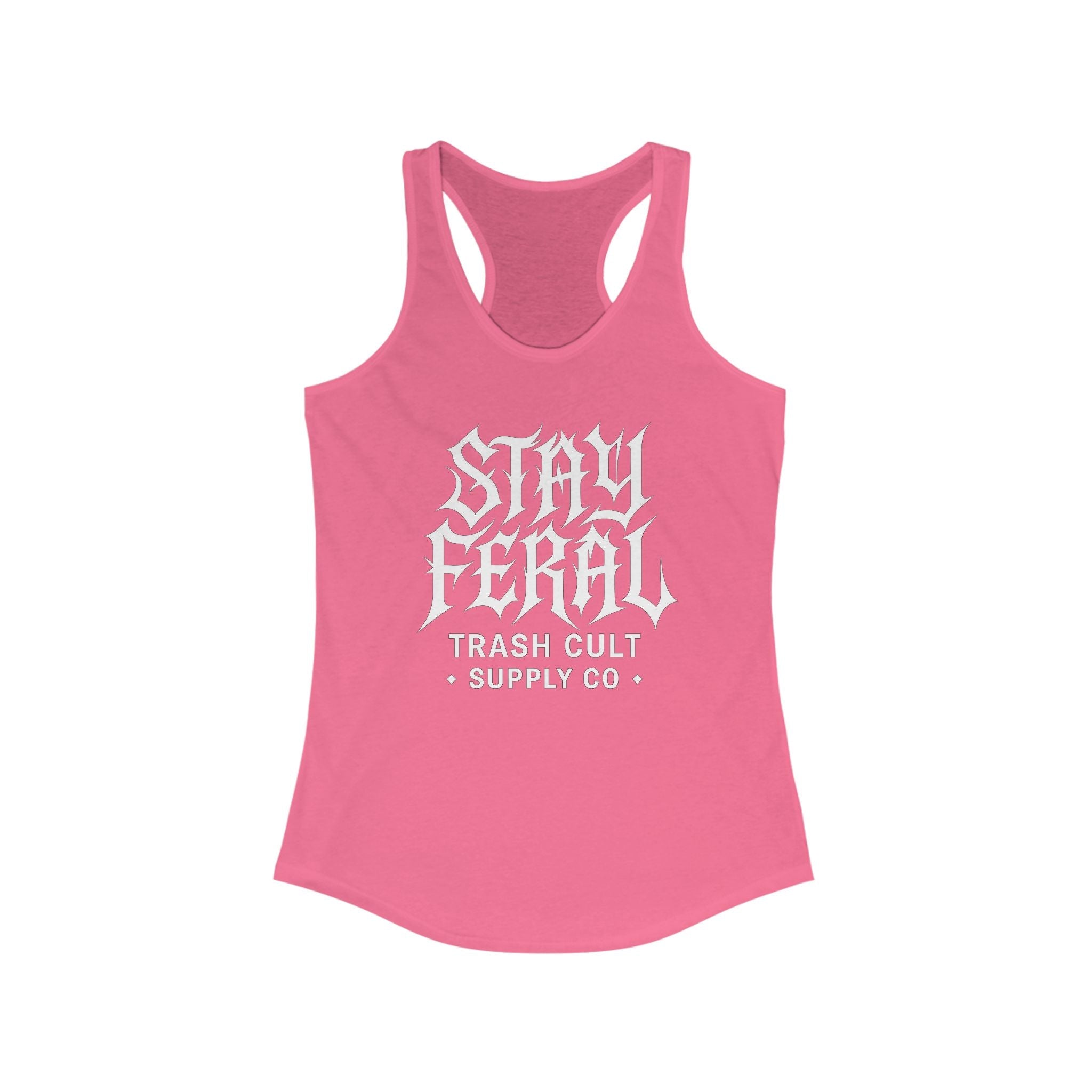 Stay Feral Women's Racerback Tank - Boho Gym Top, Sporty Workout Wear, Summer Essential, Eco-Friendly Activewear, Gift for Nature Lovers