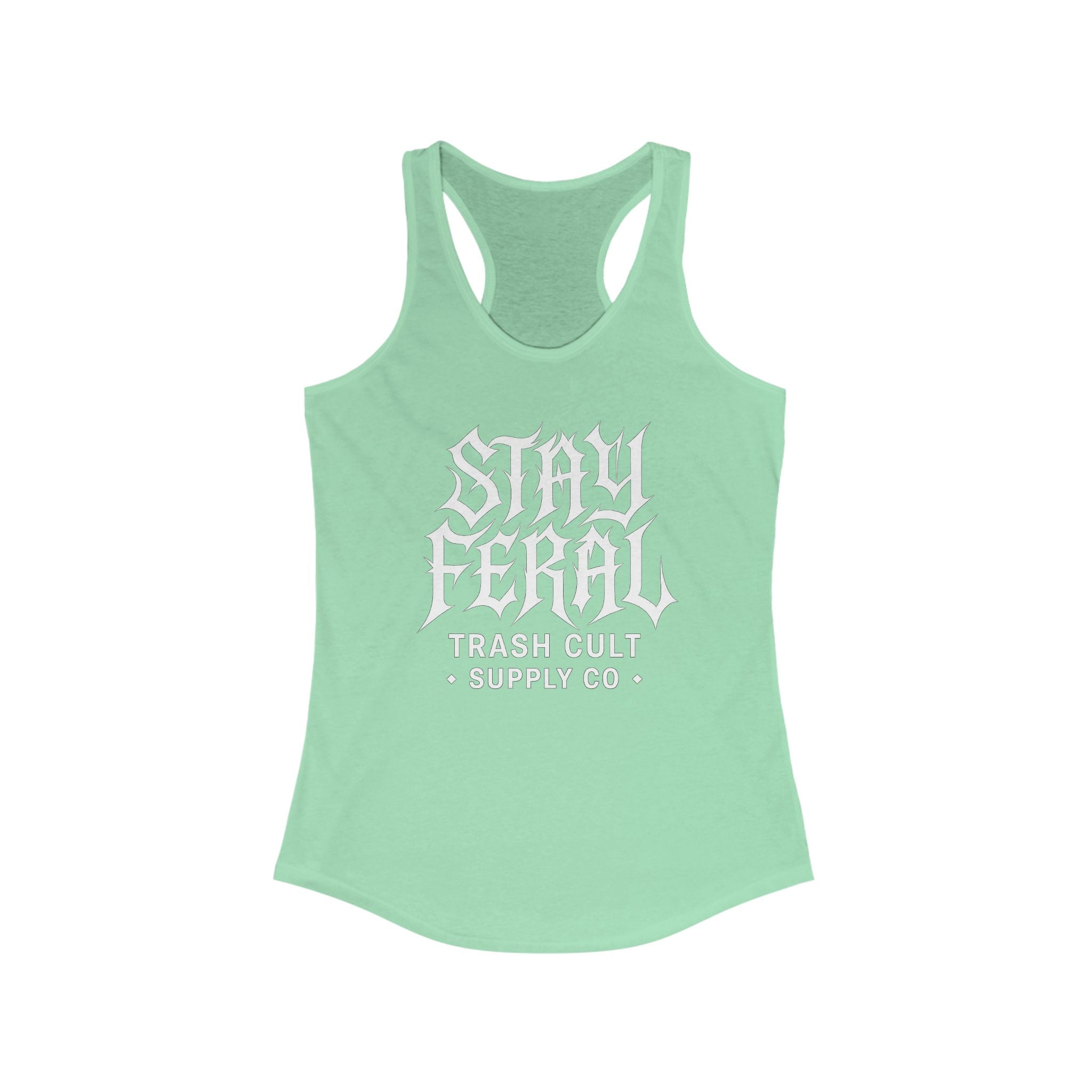 Stay Feral Women's Racerback Tank - Boho Gym Top, Sporty Workout Wear, Summer Essential, Eco-Friendly Activewear, Gift for Nature Lovers