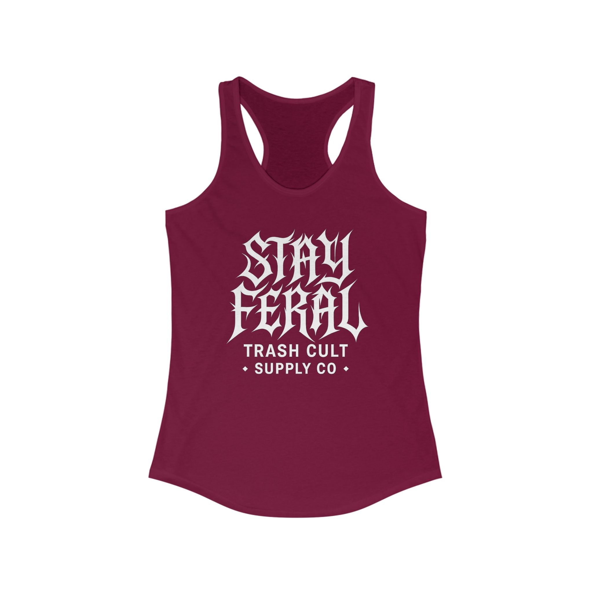 Stay Feral Women's Racerback Tank - Boho Gym Top, Sporty Workout Wear, Summer Essential, Eco-Friendly Activewear, Gift for Nature Lovers