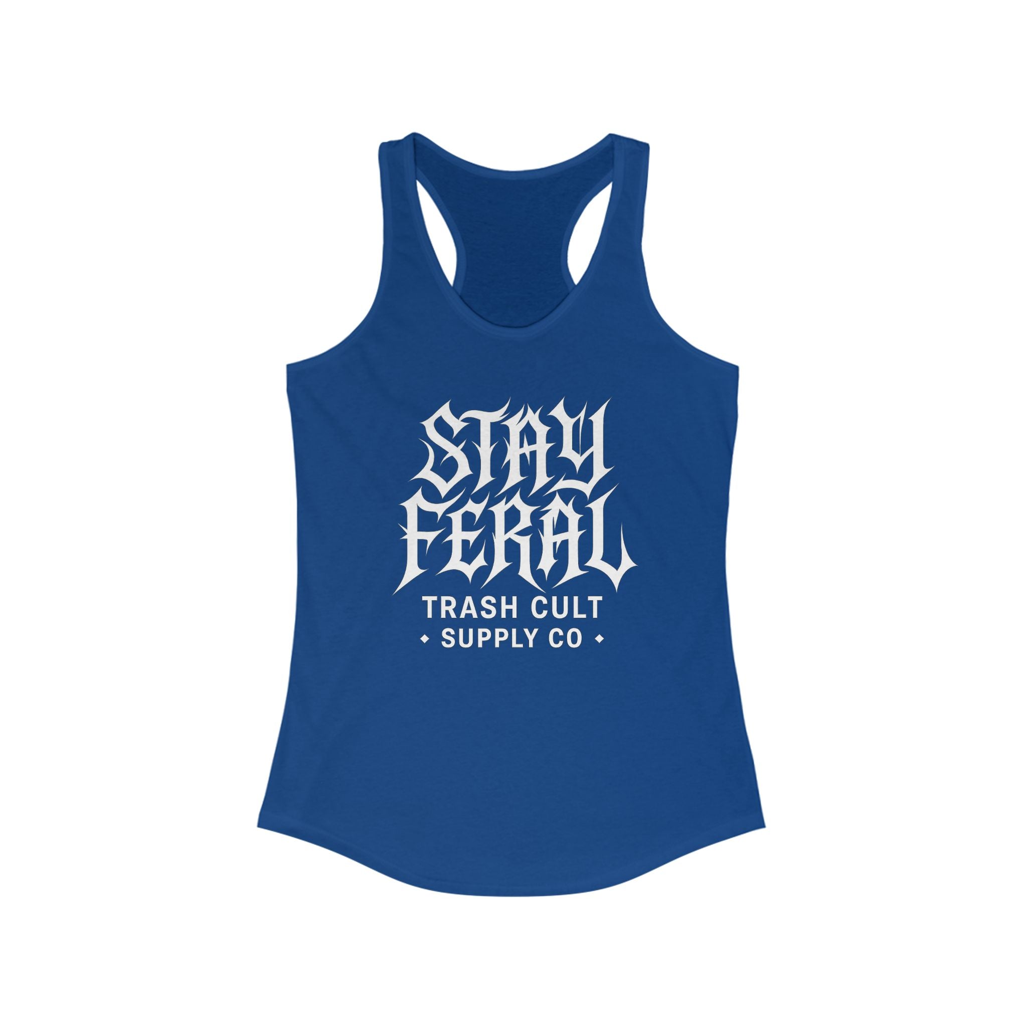 Stay Feral Women's Racerback Tank - Boho Gym Top, Sporty Workout Wear, Summer Essential, Eco-Friendly Activewear, Gift for Nature Lovers