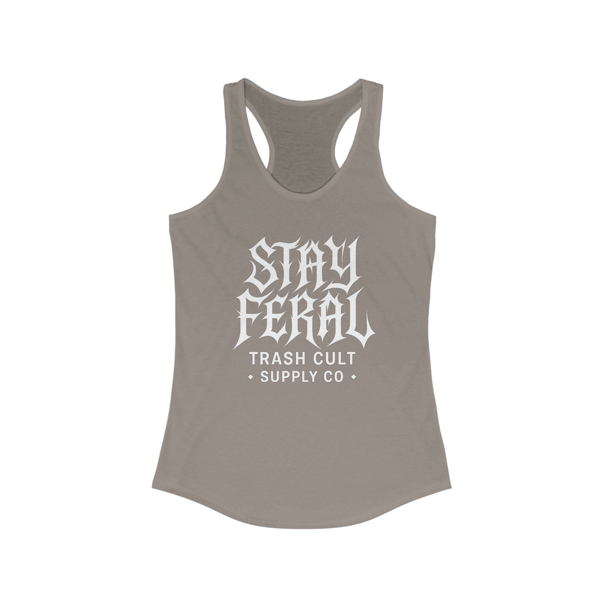 Stay Feral Women's Racerback Tank - Boho Gym Top, Sporty Workout Wear, Summer Essential, Eco-Friendly Activewear, Gift for Nature Lovers