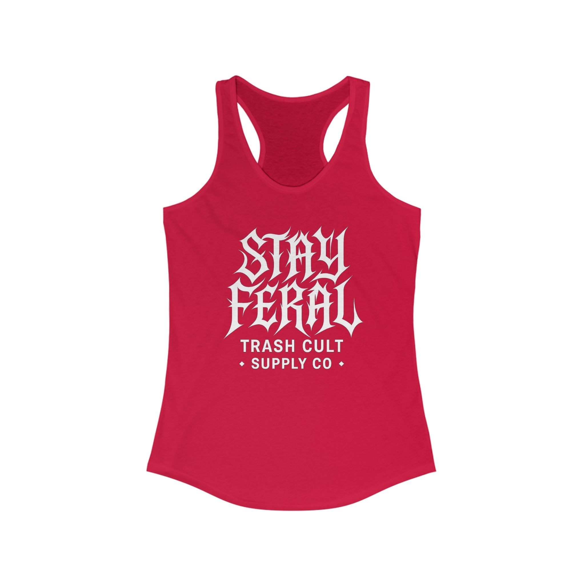 Stay Feral Women's Racerback Tank - Boho Gym Top, Sporty Workout Wear, Summer Essential, Eco-Friendly Activewear, Gift for Nature Lovers