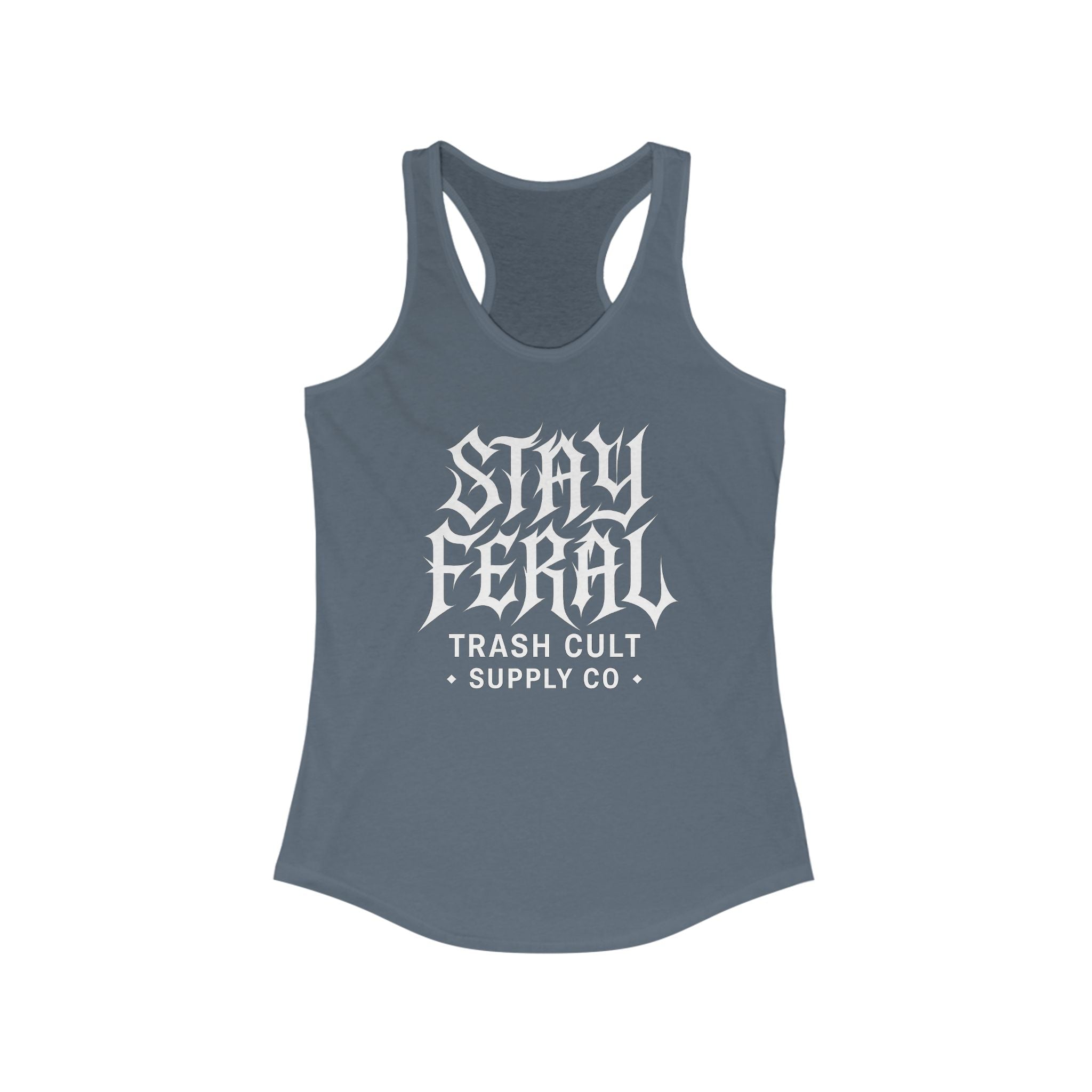 Stay Feral Women's Racerback Tank - Boho Gym Top, Sporty Workout Wear, Summer Essential, Eco-Friendly Activewear, Gift for Nature Lovers
