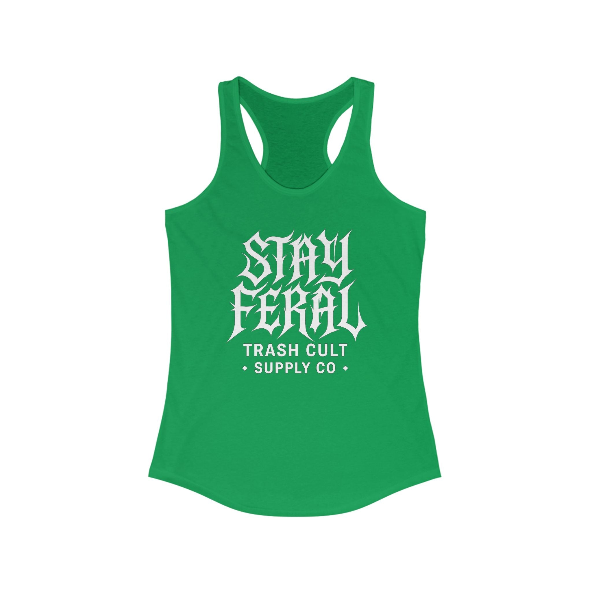 Stay Feral Women's Racerback Tank - Boho Gym Top, Sporty Workout Wear, Summer Essential, Eco-Friendly Activewear, Gift for Nature Lovers