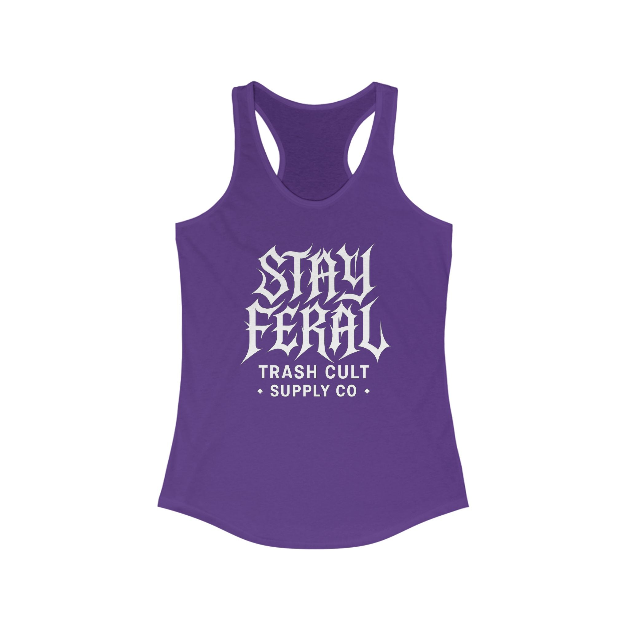 Stay Feral Women's Racerback Tank - Boho Gym Top, Sporty Workout Wear, Summer Essential, Eco-Friendly Activewear, Gift for Nature Lovers