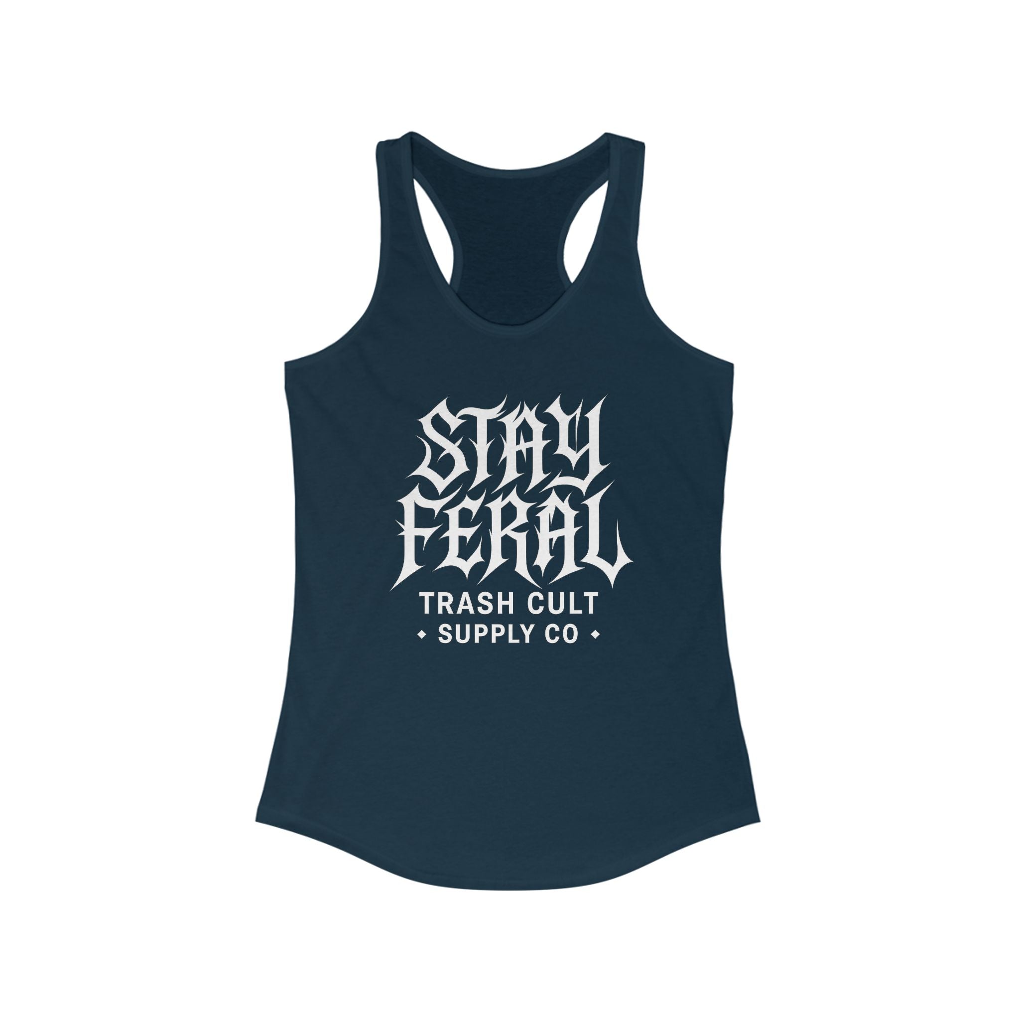 Stay Feral Women's Racerback Tank - Boho Gym Top, Sporty Workout Wear, Summer Essential, Eco-Friendly Activewear, Gift for Nature Lovers