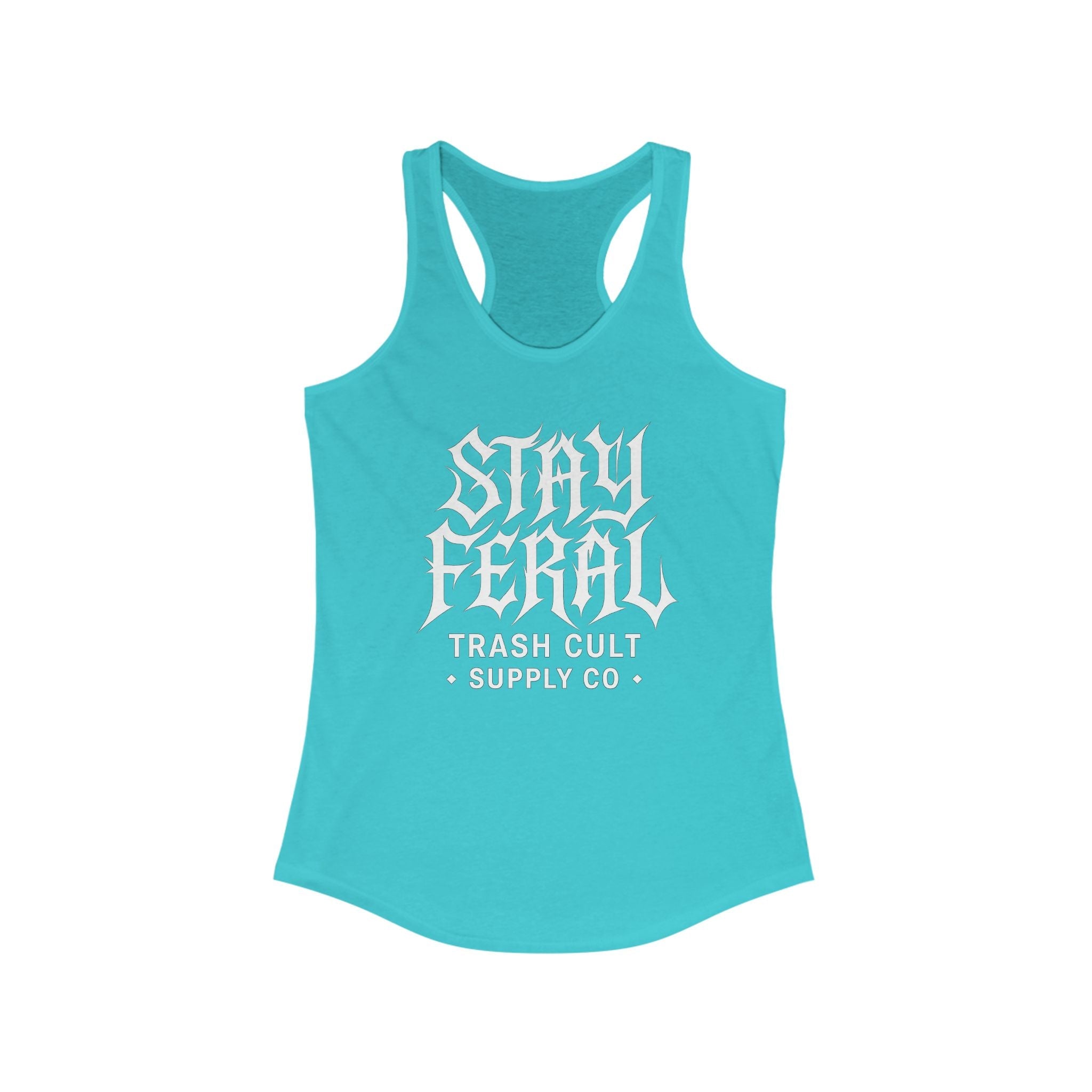 Stay Feral Women's Racerback Tank - Boho Gym Top, Sporty Workout Wear, Summer Essential, Eco-Friendly Activewear, Gift for Nature Lovers