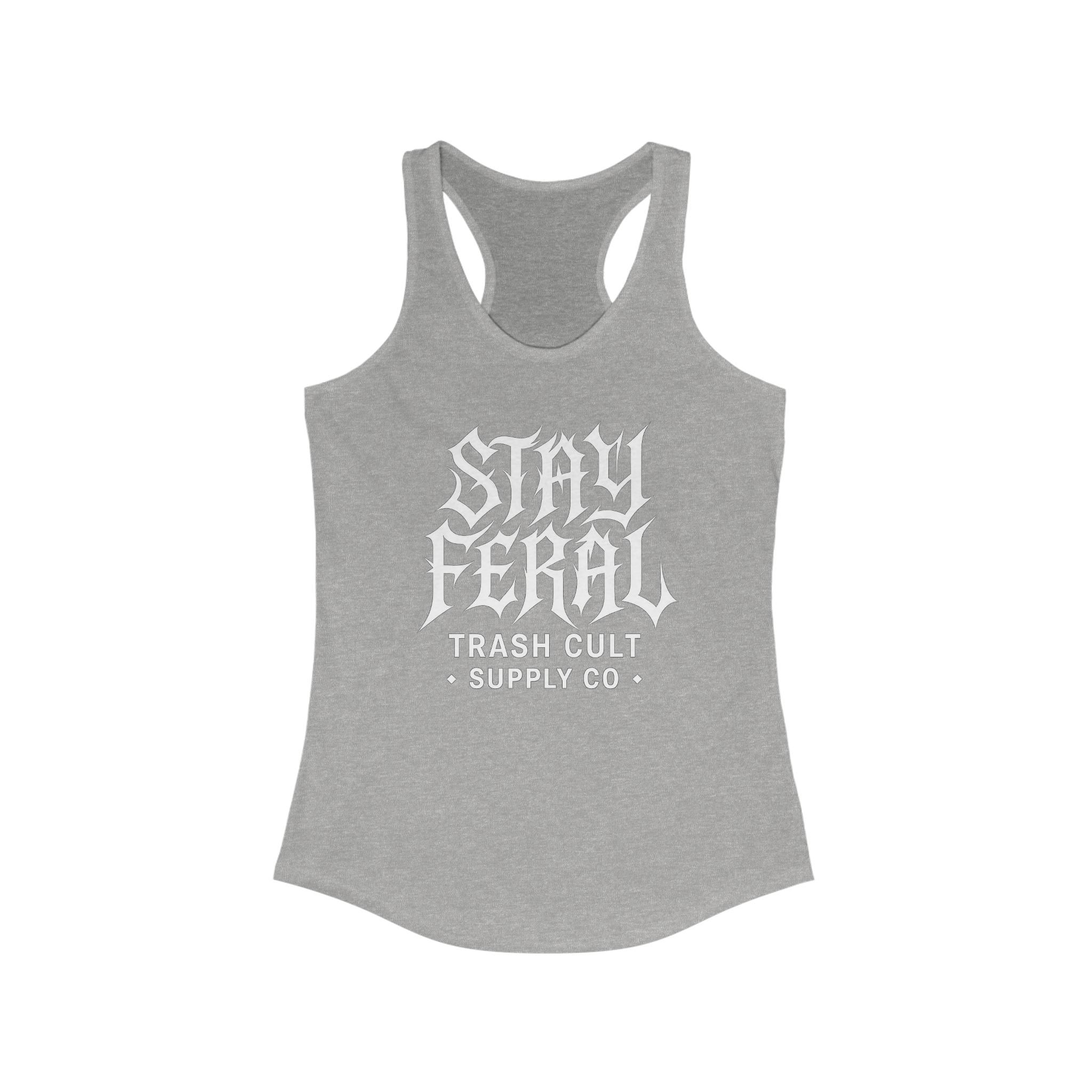 Stay Feral Women's Racerback Tank - Boho Gym Top, Sporty Workout Wear, Summer Essential, Eco-Friendly Activewear, Gift for Nature Lovers