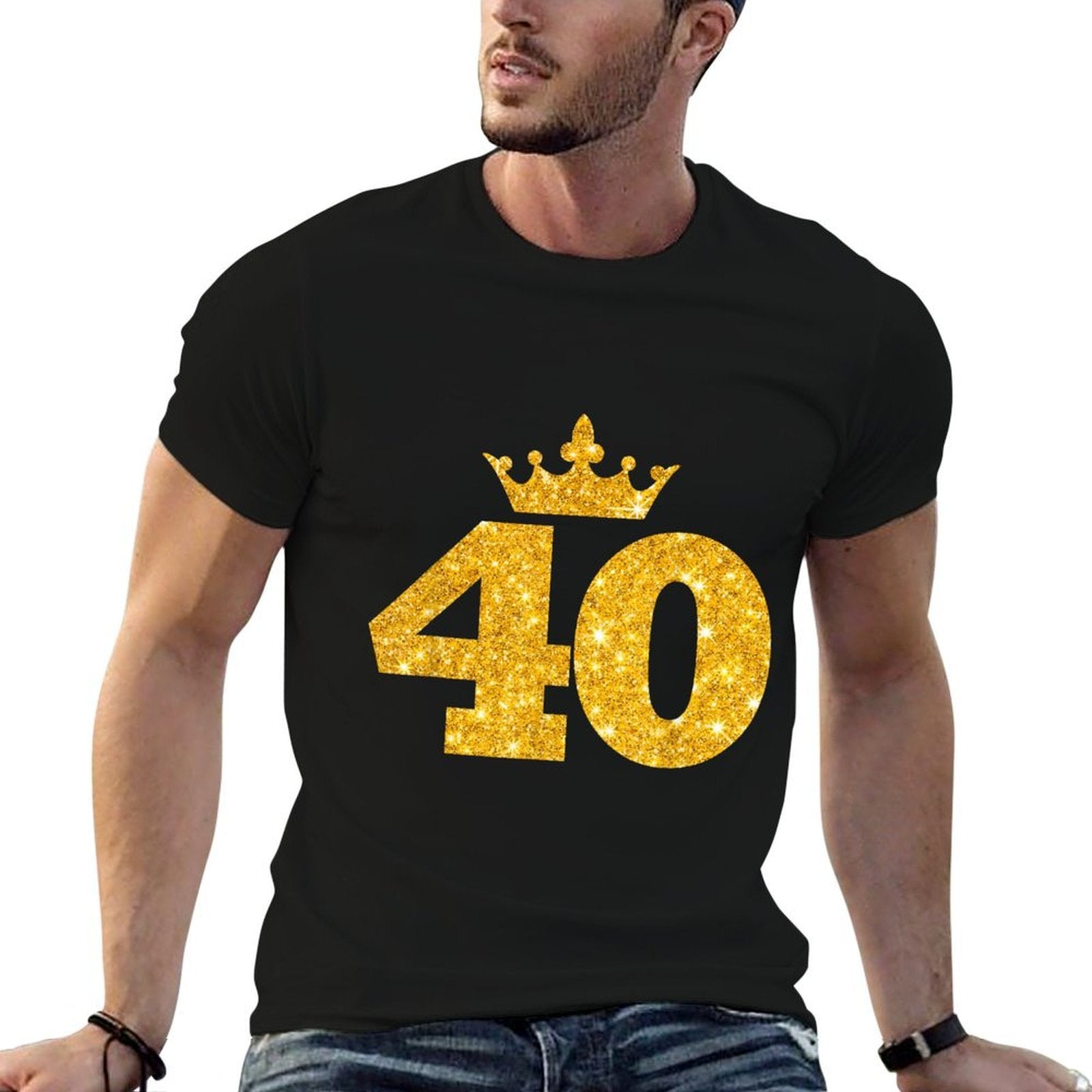 40th Birthday T Custom Crown Happy Birthday  Cotton T-Shirt
