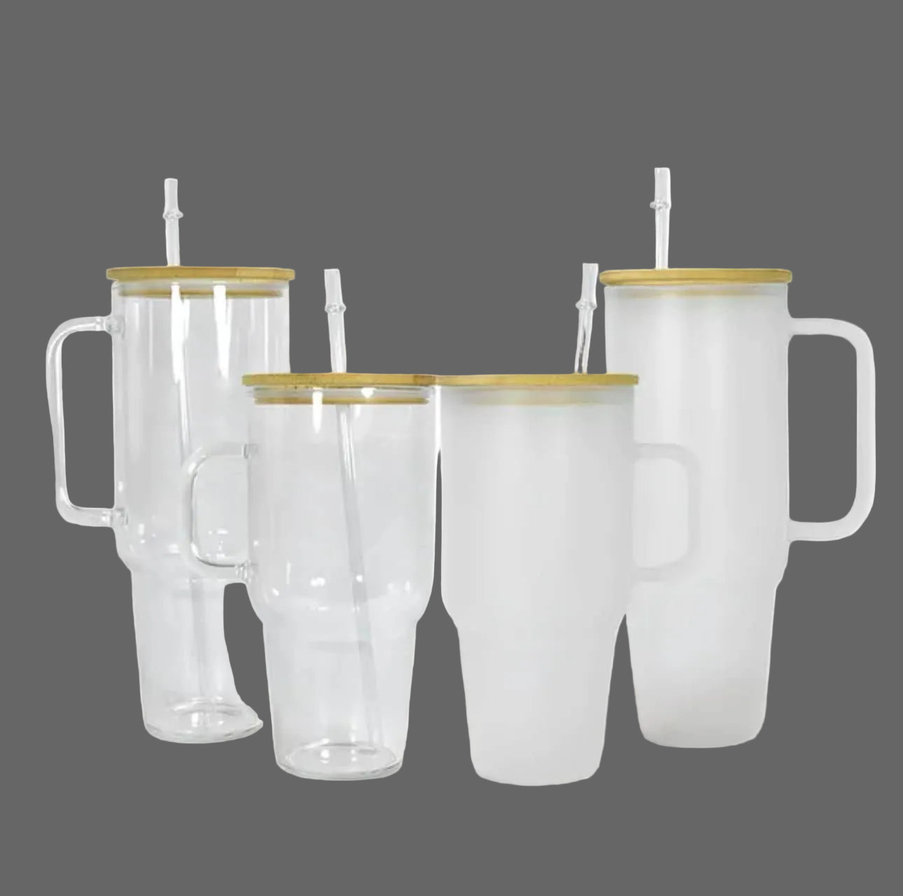Hailey Brook Designs 32oz or 40oz Sublimation Clear or Frost Glass Tumbler, Mug, Cup With Bamboo Lid and Straw