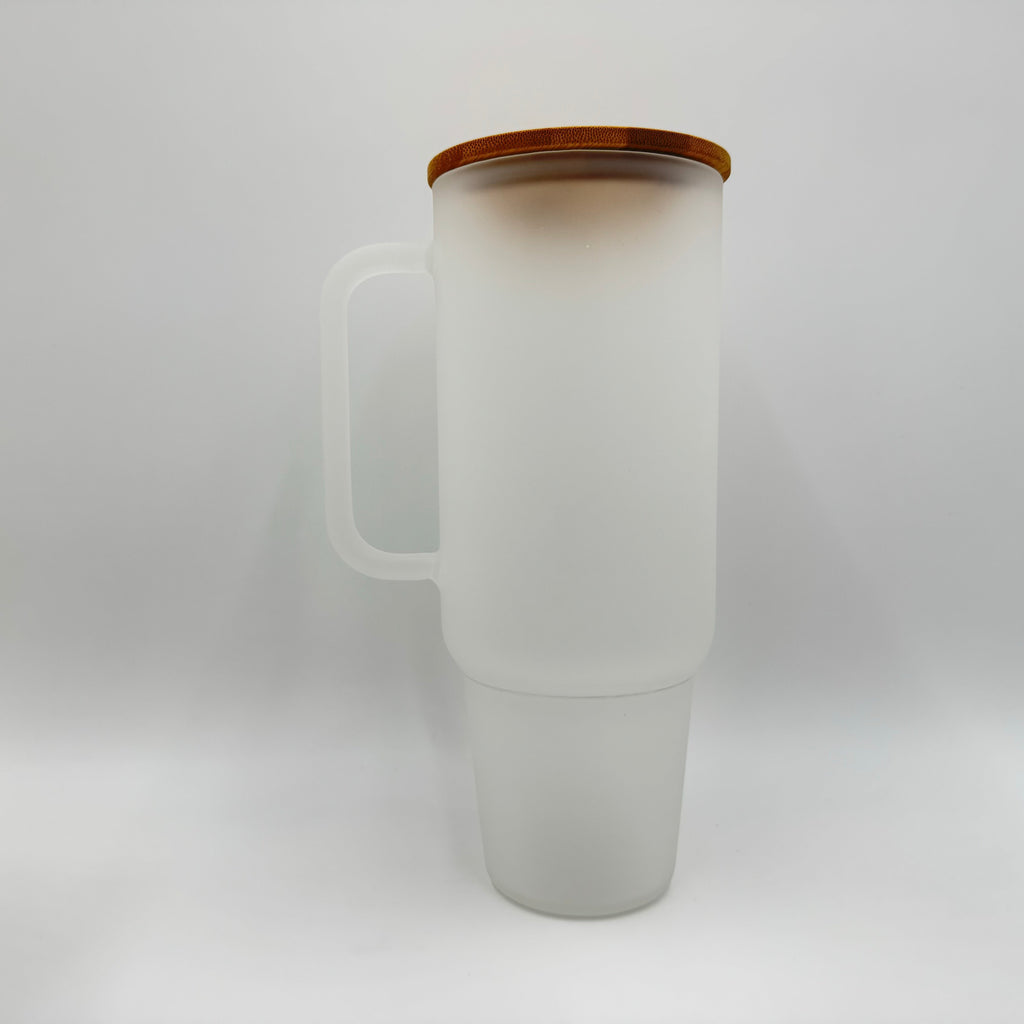Hailey Brook Designs 32oz or 40oz Sublimation Clear or Frost Glass Tumbler, Mug, Cup With Bamboo Lid and Straw