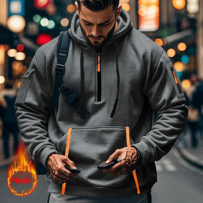 Men's Casual Multi-zipper Arm Pocket Sweatshirt