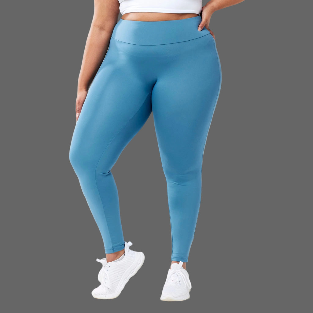 Women's Sustainable Athletic Leggings, Made in USA - Sky