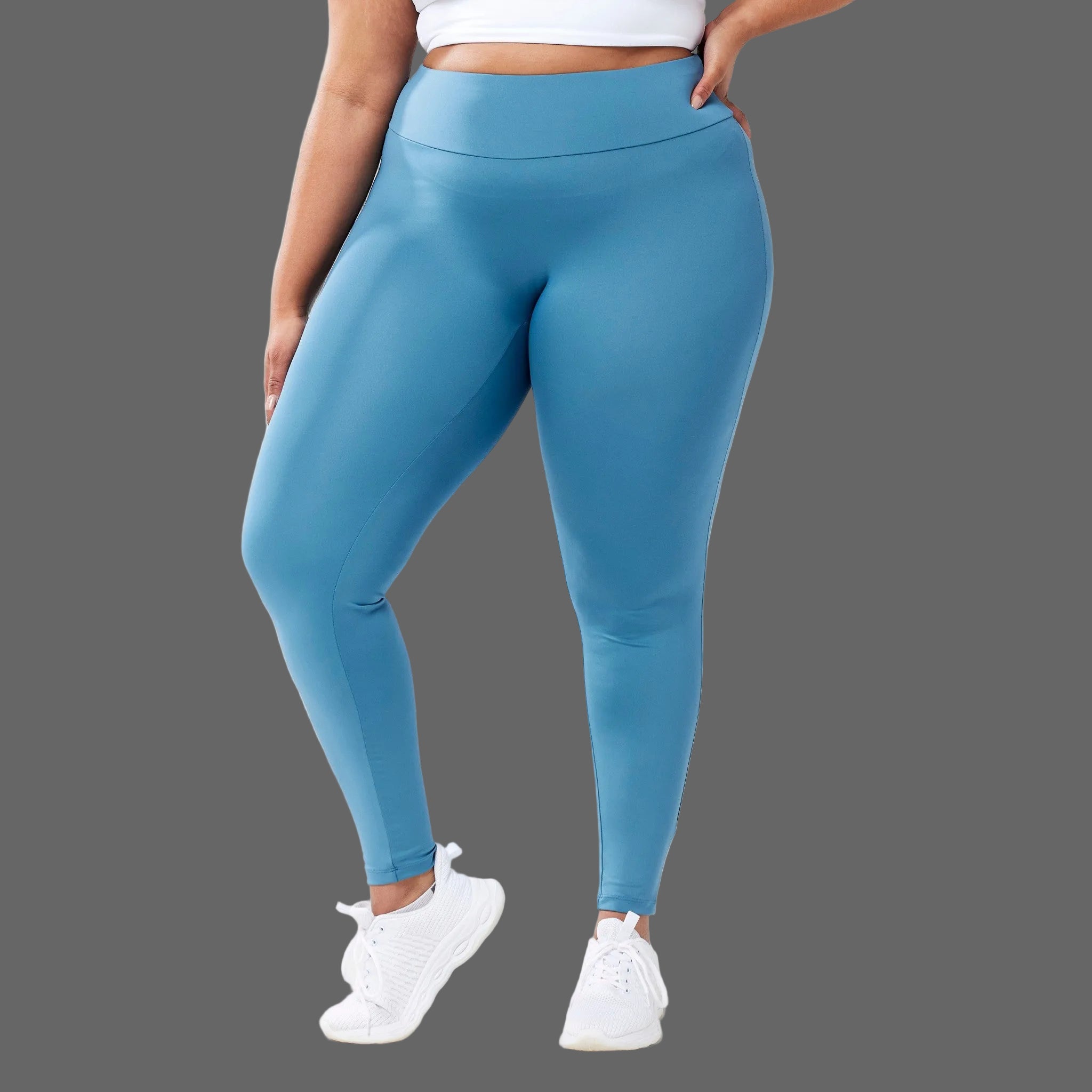 Women's Sustainable Athletic Leggings, Made in USA - Sky
