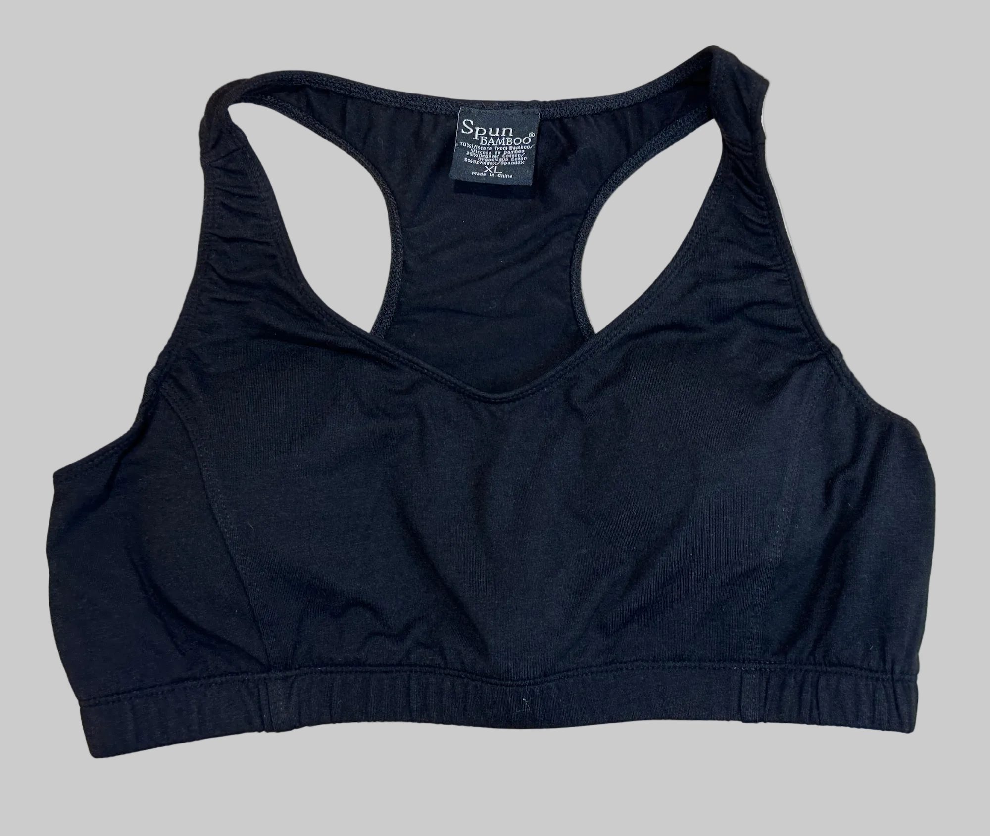 New Women's Bamboo Padded Sports Bra in Black