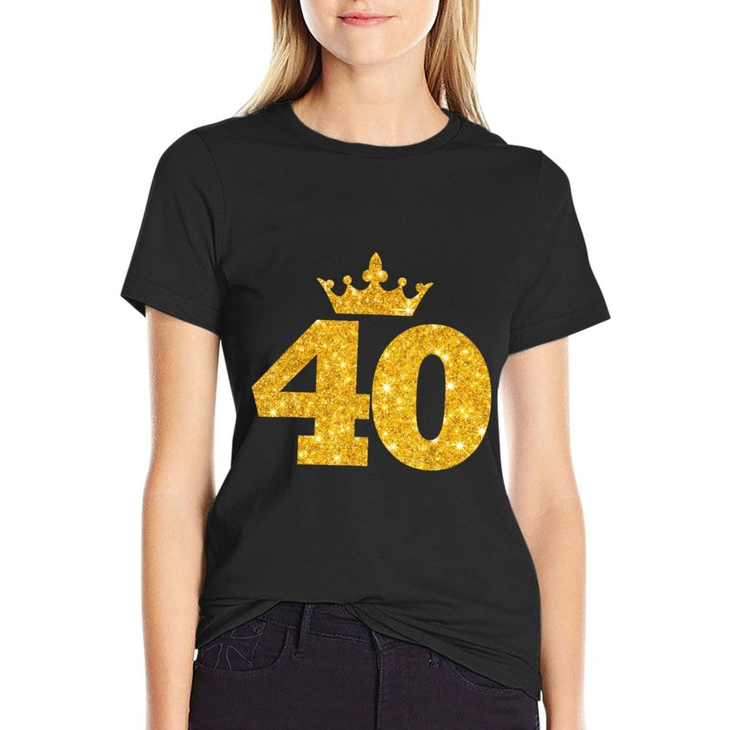 40th Birthday T Custom Crown Happy Birthday  Cotton T-Shirt