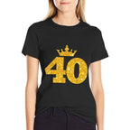40th Birthday T Custom Crown Happy Birthday  Cotton T-Shirt