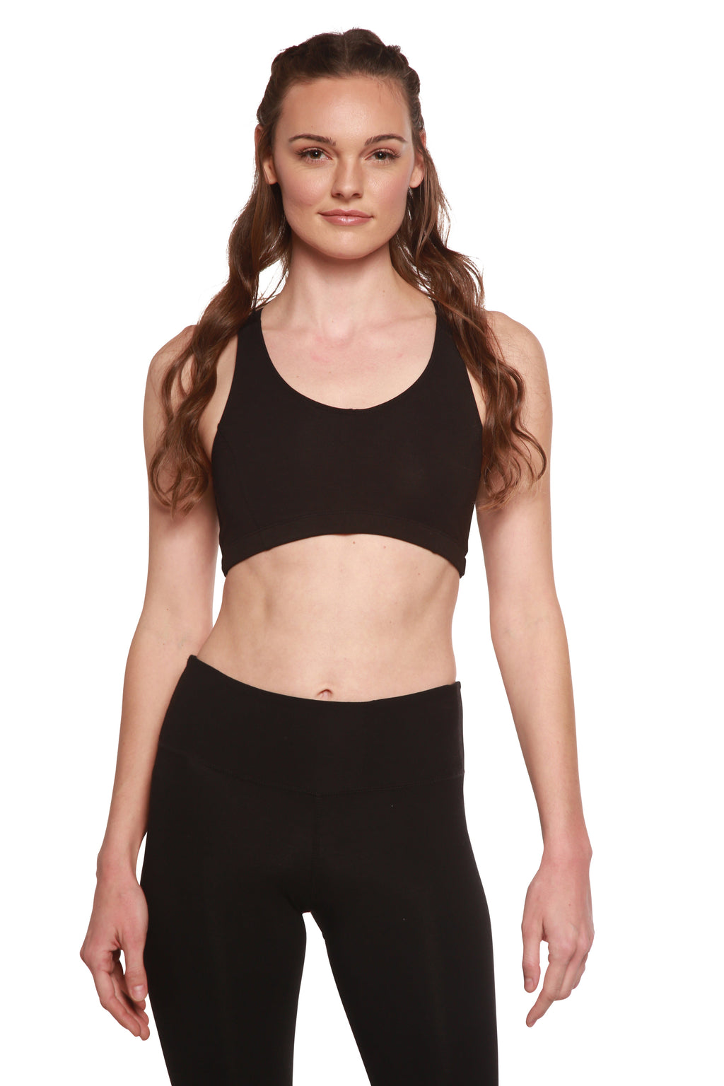 New Women's Bamboo Padded Sports Bra in Black