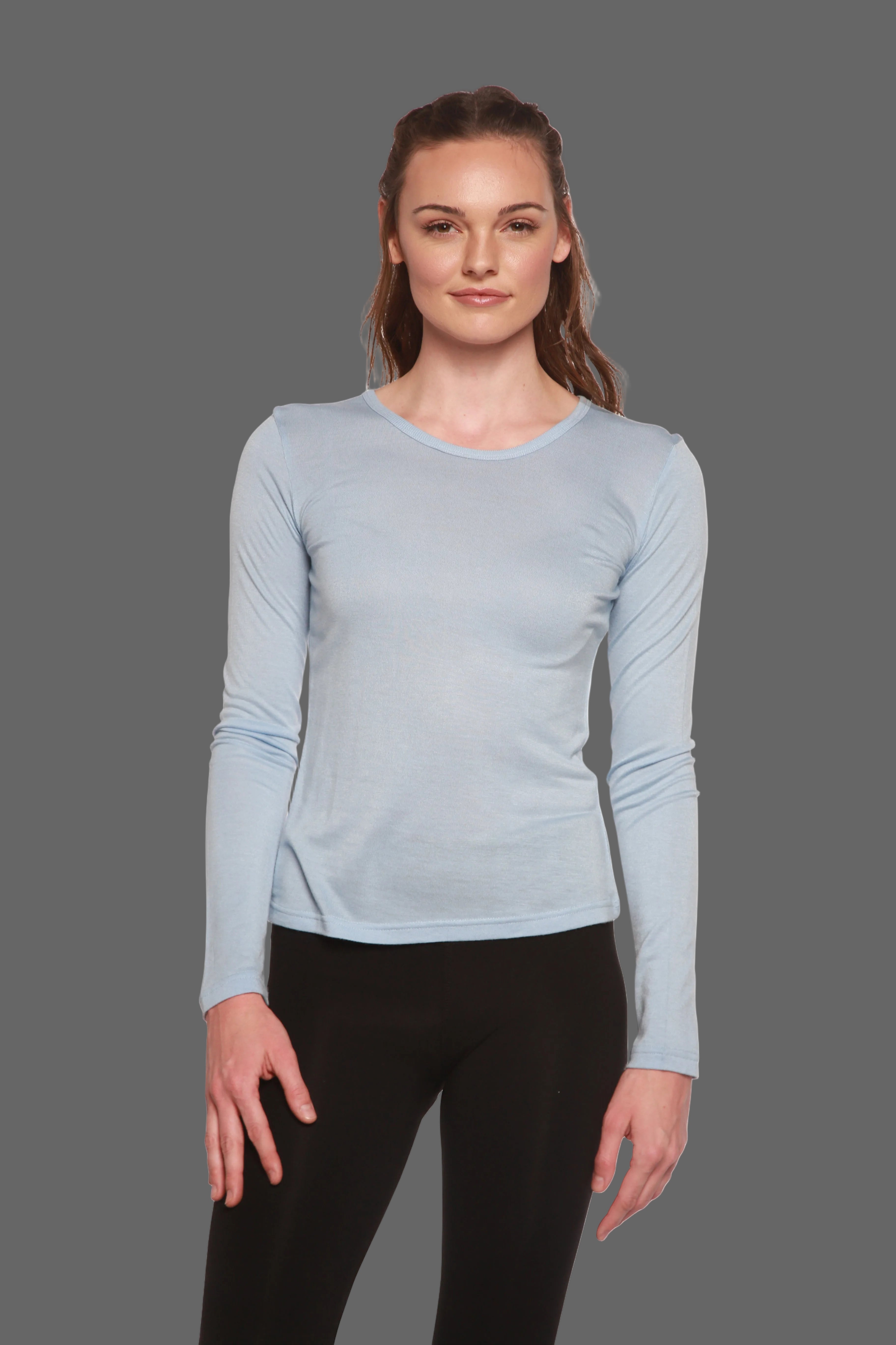 Clearance Women's Scoop Neck 100% Bamboo Viscose Long Sleeve Shirt