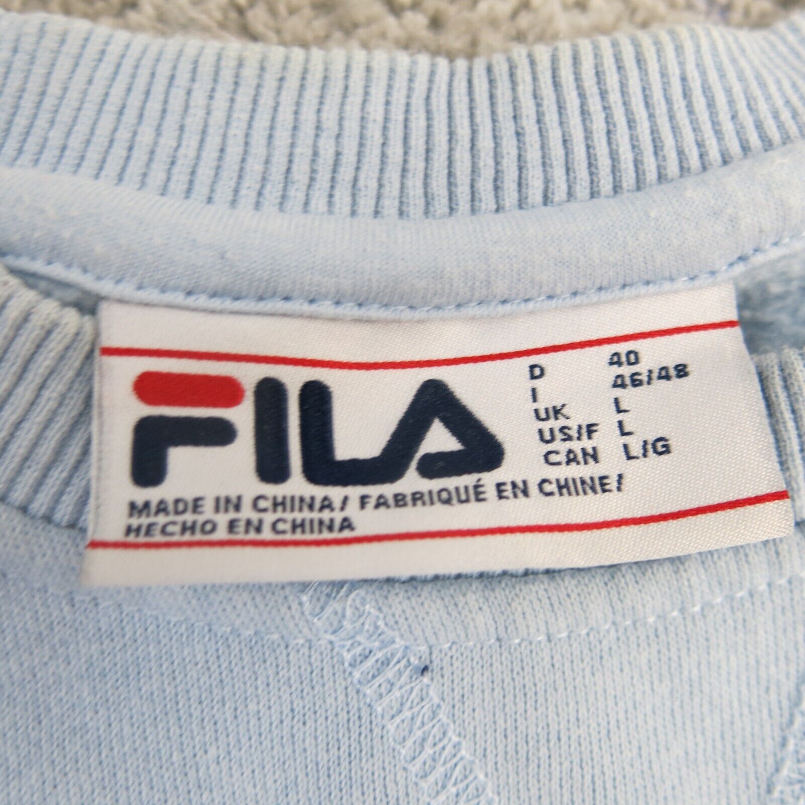 Fila Sweatshirt Women Large Blue Long Sleeve Pullover Sweatshirt