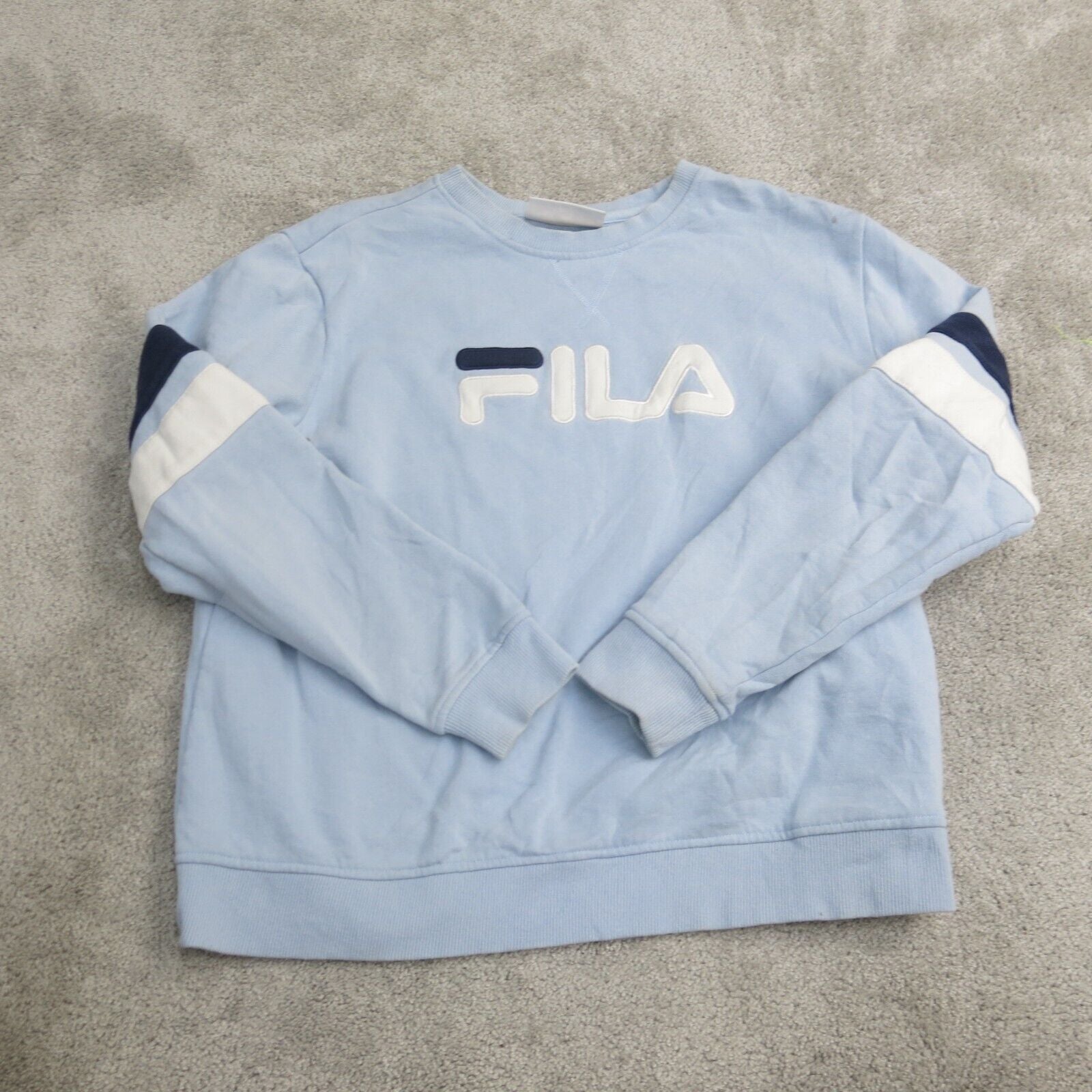 Fila Sweatshirt Women Large Blue Long Sleeve Pullover Sweatshirt